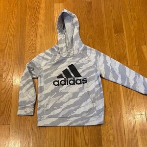 Adidas Kids White and Gray Patterned Hoodie